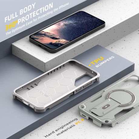 Противоударный чехол MagSafe Holder Armor PC Hybrid для Samsung Galaxy A16 4G / 5G - серый
