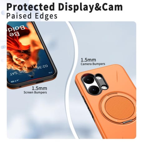 Чохол Metal Rotation Holder MagSafe TPU Hybrid PC з металевим поворотним тримачем і MagSafe на Xiaomi Redmi Turbo 5 Max 5G / Poco X8 Pro Max 5G — помаранчевий