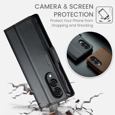 Чохол-книжка CaseMe 023 Butterfly Buckle Litchi RFID Anti-theft Leather для Samsung Galaxy S25 Edge 5G - чорний