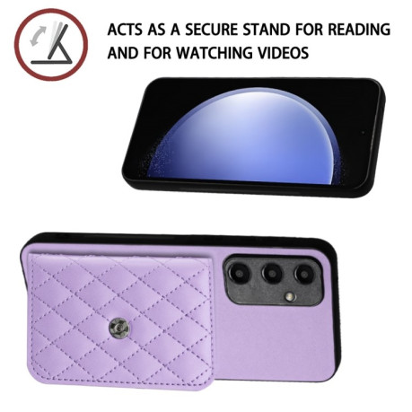 Чехол Rhombic Texture Card Bag RFID для Samsung Galaxy A55 - фиолетовый