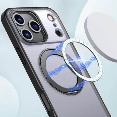 Чехол kalebol с MagSafe и подставкой 360 Metal Ring Holder на iPhone 17 Pro - черный