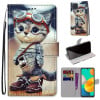 Чехол-книжка Coloured Drawing Cross для Samsung Galaxy M32/A22 4G - Leather Shoes Cat