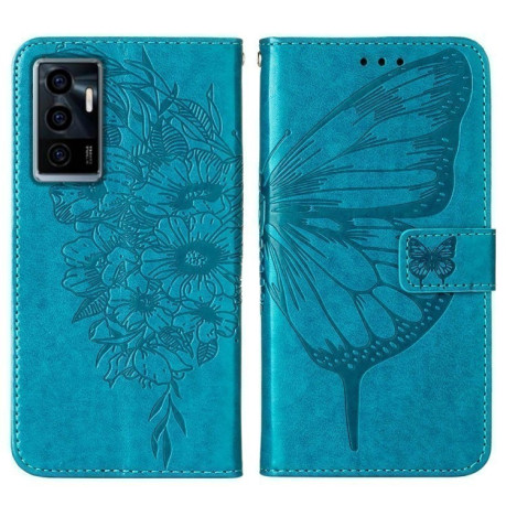 Чохол-книжка Embossed Butterfly для Vivo S10e 5G/V23e 4G/V23E 5G/Y75 4G - синій