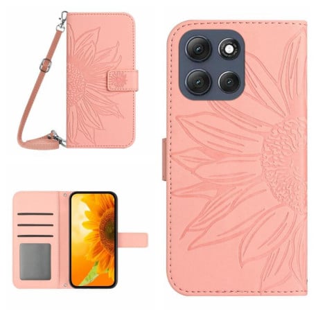 Чехол-книжка Skin Feel Sun Flower для Motorola Moto G86 5G - рожевий