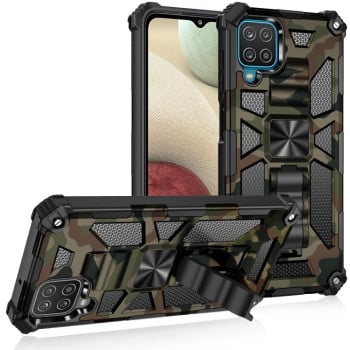 Противоударный чехол Camouflage Armor на Samsung Galaxy M32/A22 4G - зеленый