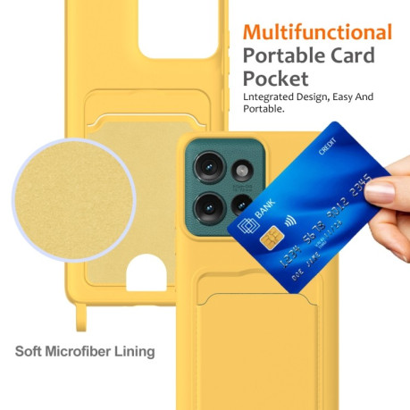 Силиконовый чехол Integrated Card Bag Solid Color Liquid Silicone на Motorola Edge 50 - желтый