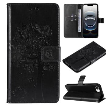 Чехол-книжка Happy Cat Pattern для iPhone 17e/16e - черный