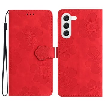 Чехол-книжка Flower Embossing Pattern для Samsung Galaxy S24+ 5G - красный