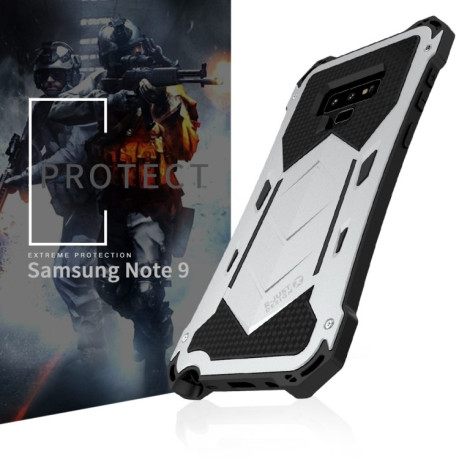 Противоударный металлический чехол R-JUST Dustproof Armor на Samsung Galaxy Note 9 - серебристый