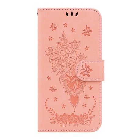 Чехол-книжка Butterfly Rose Embossed для Realme 9 Pro Plus/ Realme 9 4G - розовый