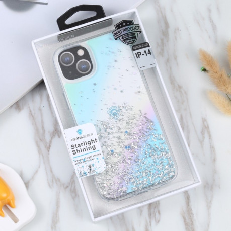 Противоударный чехол DFANS DESIGN Golden Diamond на iPhone 15 - синий
