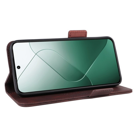 Чохол-книжка Magnetic Clasp Flip для Xiaomi 14 - коричневий