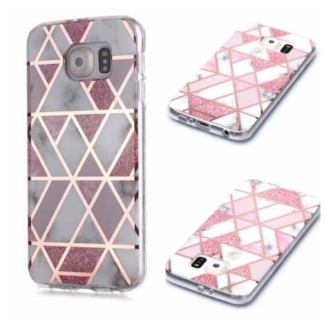 Чохол Plating Marble Pattern для Samsung Galaxy S6 Edge - рожевий