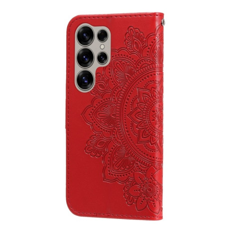 Чохол-книжка 7-petal Flowers Embossing  для Samsung Galaxy S25 Ultra 5G - червоний