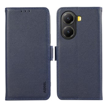 Шкіряний чохол-книжка ABEEL Genuine Leather RFID для Xiaomi Poco X7 Pro - синій