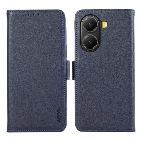 Шкіряний чохол-книжка KHAZNEH Genuine Leather RFID для Xiaomi Poco X7 Pro - синій