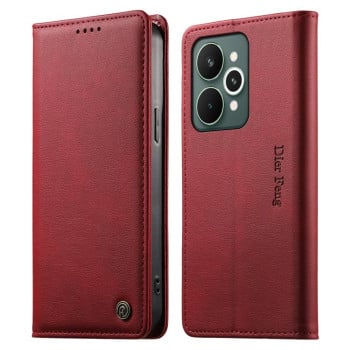 Чехол-книжка Dierfeng из эко-кожи с магнитной застёжкой и RFID-защитой для Realme 15 5G / Realme 15 Pro 5G — красный