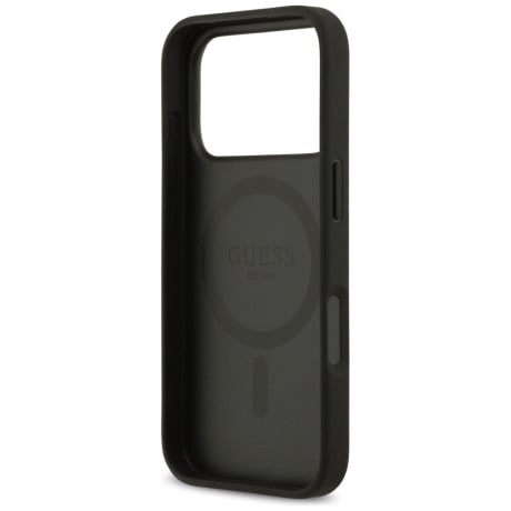Оригинальный чехол Guess Grained Flowers Classic Logo с MagSafe на iPhone 17 Pro - black