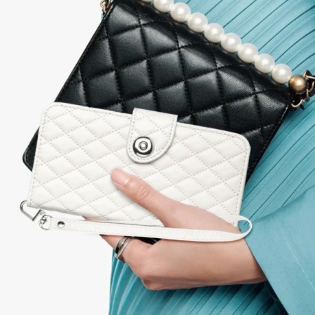 Чохол-книжка Rhombic Texture Flip Leather для iPhone 16e - білий