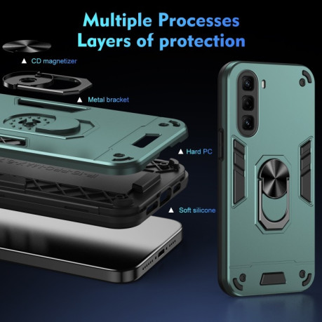 Ударозащитный чехол Metal Ring Holder для Infinix Hot 50 Pro+ 4G - зелений