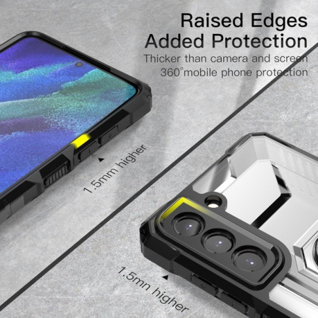 Противоударный чехол Metal Ring Holder на Samsung Galaxy S21 FE - черный