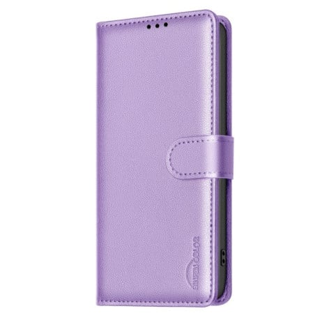 Чехол-книжка Litchi Texture RFID Anti-theft Leather для Motorola Edge 60 Pro - фиолетовый