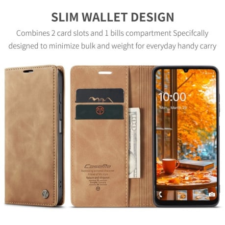Чехол-книжка CaseMe-013 многофункциональный с кармашком на карт на Samsung Galaxy A07/A06 - коричневый