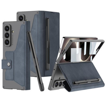 Чохол-книжка GKK Integrated Armor Flip Leather Case with Pen Slot, Stylus Not Included на Samsung Galaxy Fold8 Ultra 5G — сірий
