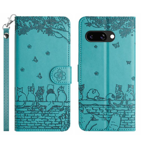 Чохол-книжка Cat Embossing Pattern на Google Pixel 9a - синій