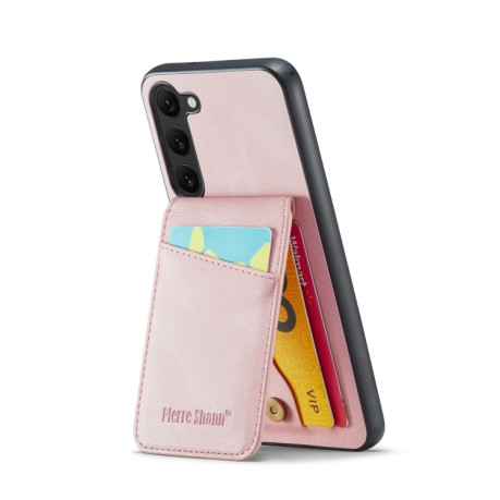 Противоударный чехол Fierre Shann Crazy Horse Card Holder для Samsung Galaxy S24 5G - розовый