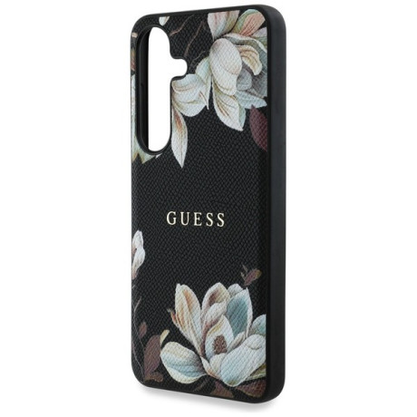 Оригінальний чохол Guess Grained Printed Flower Pattern MagSafe для Samsung Galaxy S25 - black
