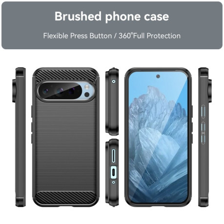Протиударний чохол Brushed Texture Carbon Fiber на Google Pixel 9 Pro 5G - чорний