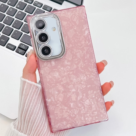 Протиударний чохол Plating Glitter Texture TPU with Lens Film для Samsung Galaxy S25 5G - Pink Shell Pattern