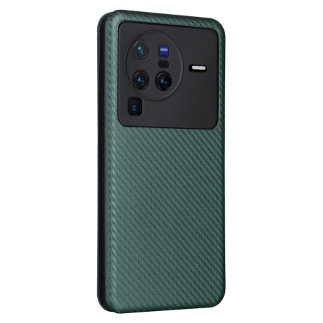Чохол-книжка Carbon Fiber Texture на Vivo X80 Pro 5G - зелений