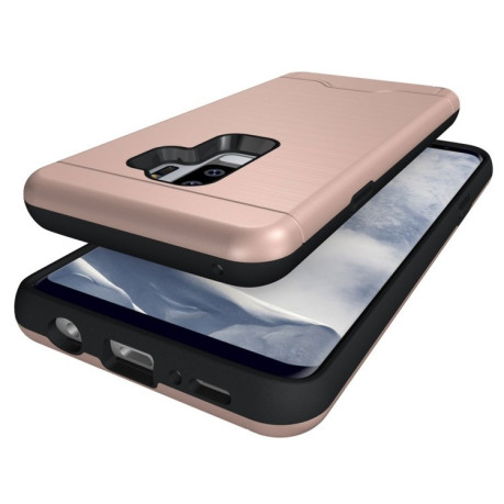 Противоударный чехол на Samsung Galaxy S9+/G965 Brushed Texture розовое золото