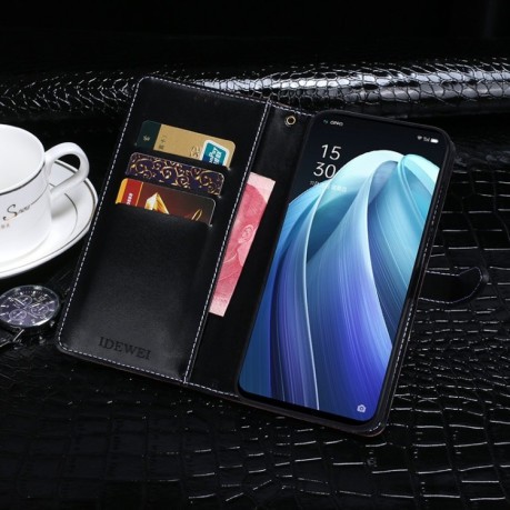 Чохол-книжка idewei Crocodile Texture для OPPO Reno7 5G Global/ Find X5 Lite/OnePlus Nord CE2 5G  - винно-червоний