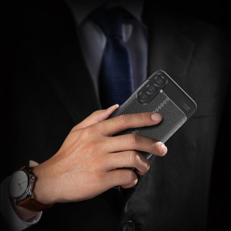 Протиударний чохол Litchi Texture для Samsung Galaxy M34 5G - чорний