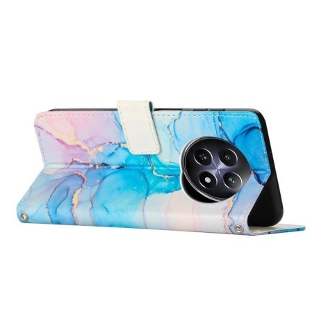 Чехол-книжка Painted Marble Pattern для Realme 12 5G / 13 5G Global - розово-зеленый
