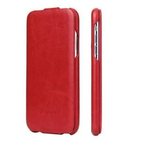 Кожаный флип-чехол Fierre Shann Retro Oil Wax Texture на iPhone XR 6.1- красный