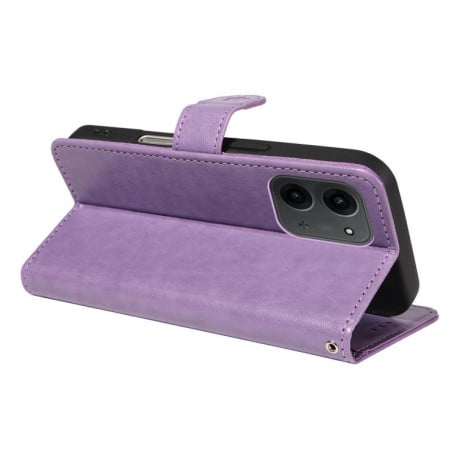Чехол-книжка Cat Embossing Pattern на Xiaomi Redmi 15C 5G / 4G EU 173mm - фиолетовый