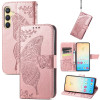 Чехол-книжка Butterfly Love Flower Embossed для Samsung Galaxy S24+ - розовое золото