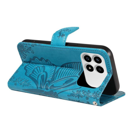 Чехол-книжка Swallowtail Butterfly Embossed Leather для Xiaomi Redmi K90/Poco F8 синий — синий