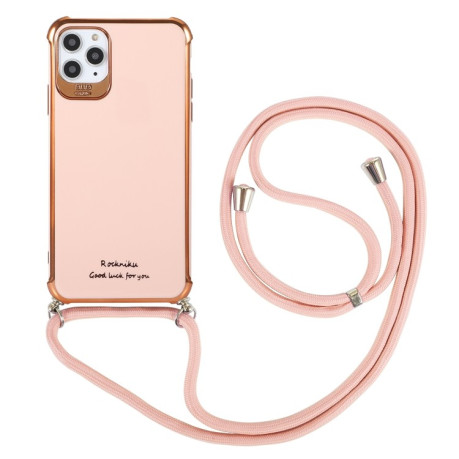 Противоударный чехол Electroplating with Lanyard для iPhone 12 Pro Max - розовое золото