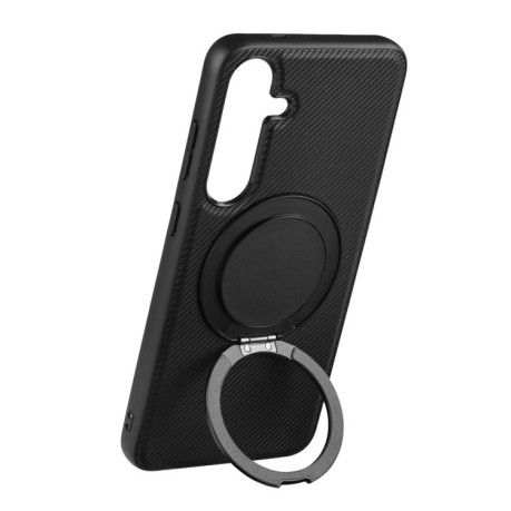 Чохол протиударний ViLi TCY Series Kevlar Leather Texture Rotating Holder  для Samsung Galaxy S25 5G - чорний