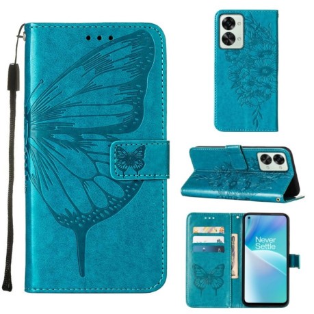 Чохол-книжка Embossed Butterfly для OnePlus Nord 2T 5G - синій