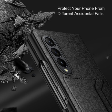 Протиударний чохол GKK Litchi Texture Card Slot Samsung Galaxy Fold4 5G - коричневий