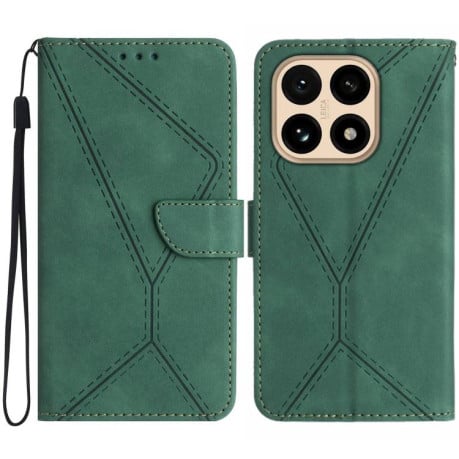 Чехол-книжка Stitching Embossed Leather на Xiaomi 15T - зеленый