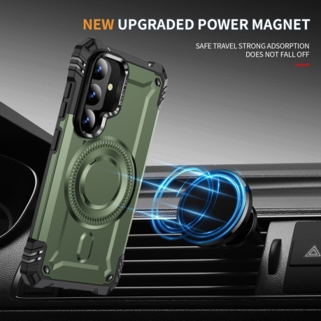 Протиударний чохол MagSafe Lens Holder PC Hybrid TPU  для Samsung Galaxy S25+ 5G - зелений