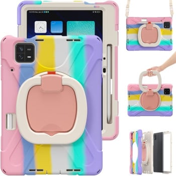 Чехол Silicone Hybrid PC Tablet Case with Holder &amp; Shoulder Strap для Xiaomi Pad 6 / 6 Pro - Pink