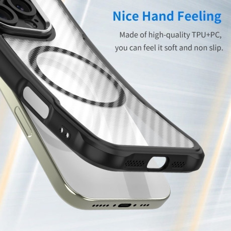 Ударозащитный чехол Carbon Fiber Texture MagSafe Translucent на Samsung Galaxy S24 FE 5G - черный